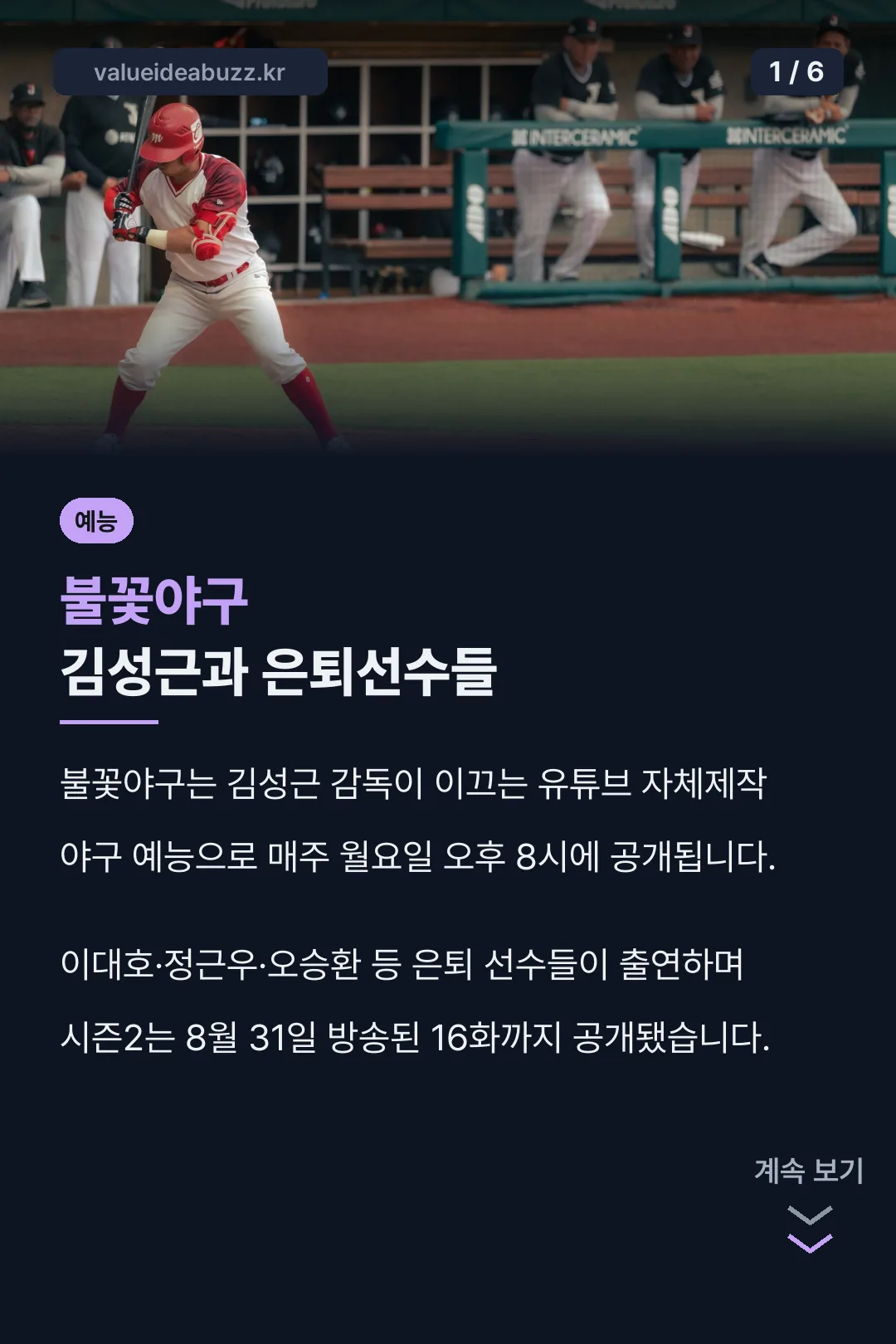 불꽃야구 김성근과 은퇴선수들