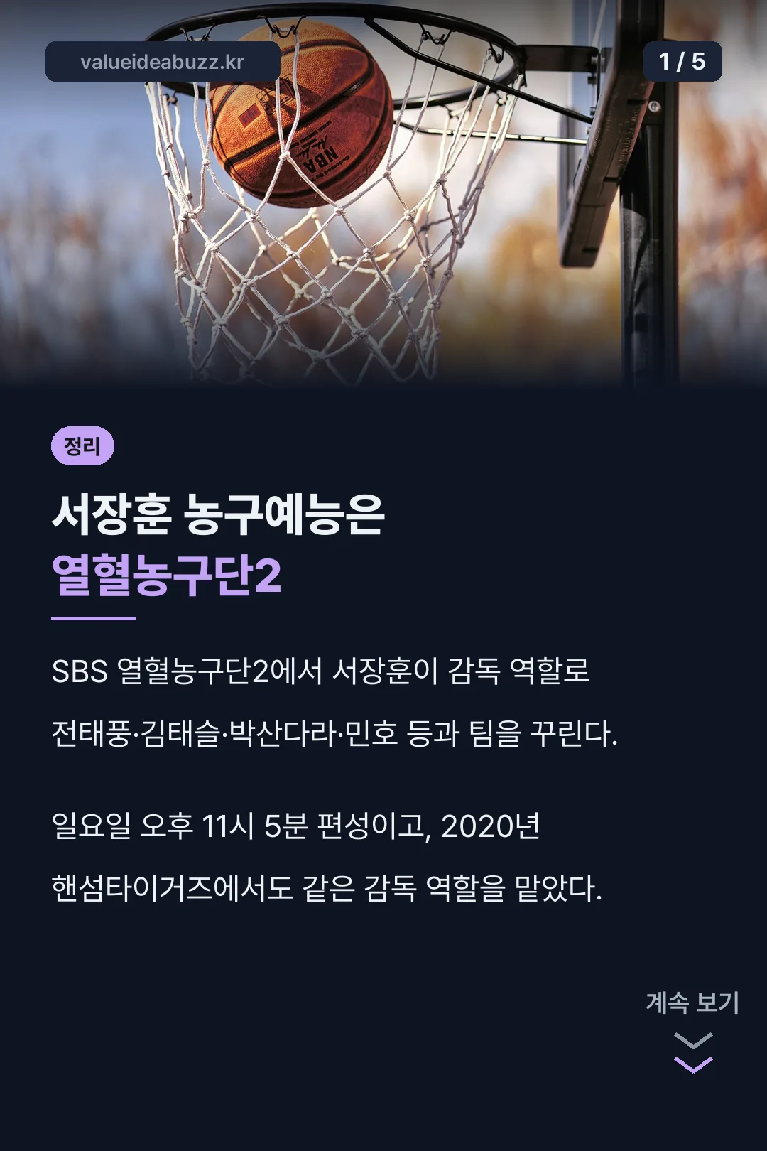 서장훈 농구예능 정리